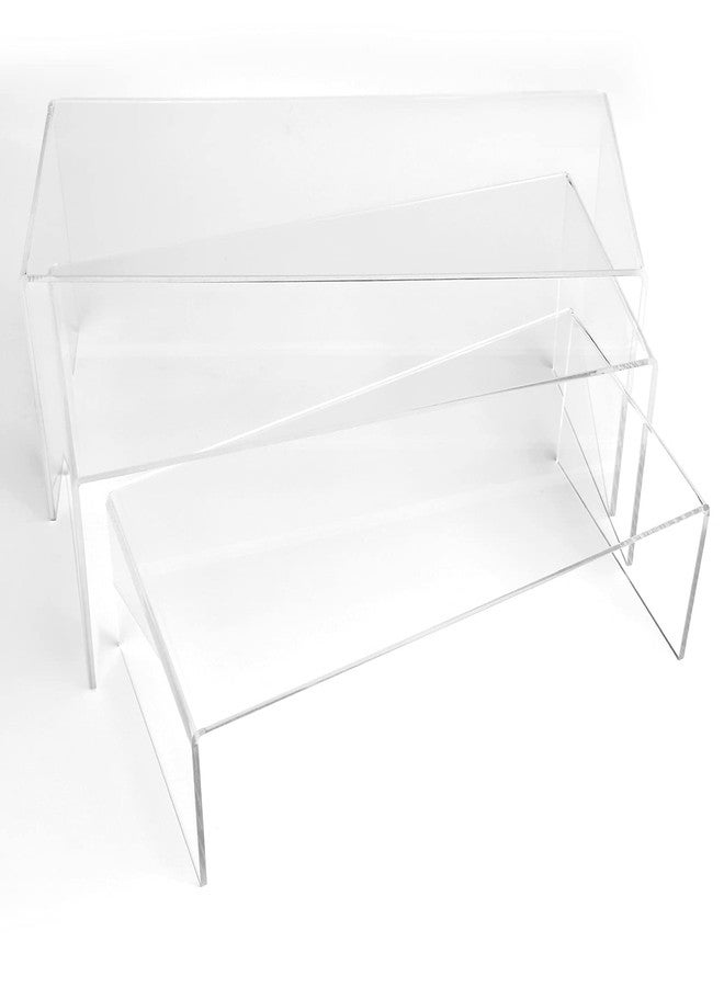BokWin 6 Piece Acrylic Display Risers Stand 3 Sizes, Transparent Product Display Riser Shelf for Candy Dessert Cake Stand, Figure, Jewelry Display Stand - Image 1